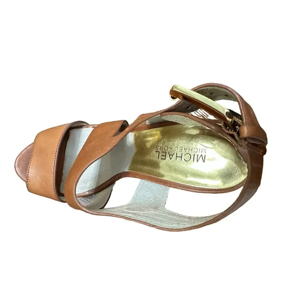 Michael by Michael Kors Leather Slingback Sandals Size 7.5 Multistrap Buckle